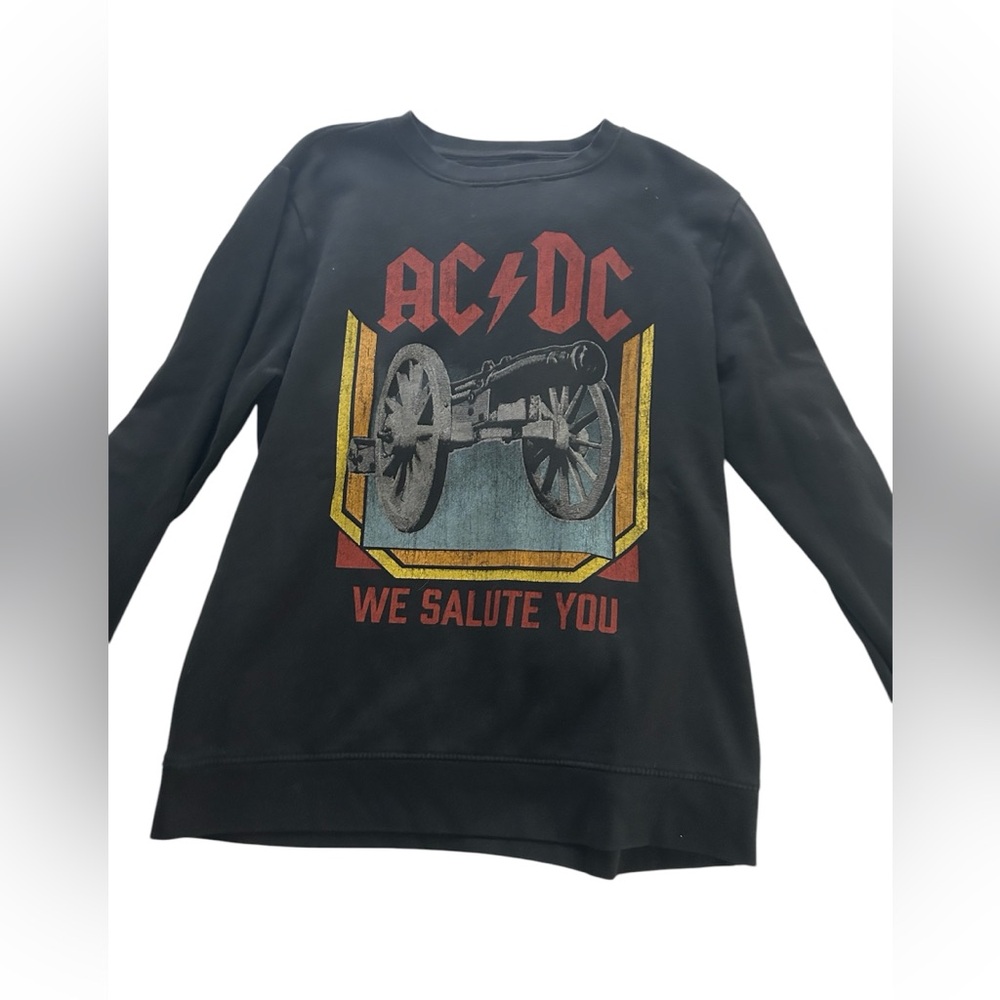 Men’s‎ Black AC/DC Band Graphic Sweatshirt Size Medium we salute you